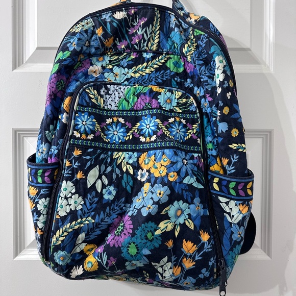Vera Bradley Handbags - Vera Bradley Navy Quilted Floral Backpack with Blue, Purple & Yellow Accents